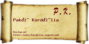 Pakó Kordélia névjegykártya